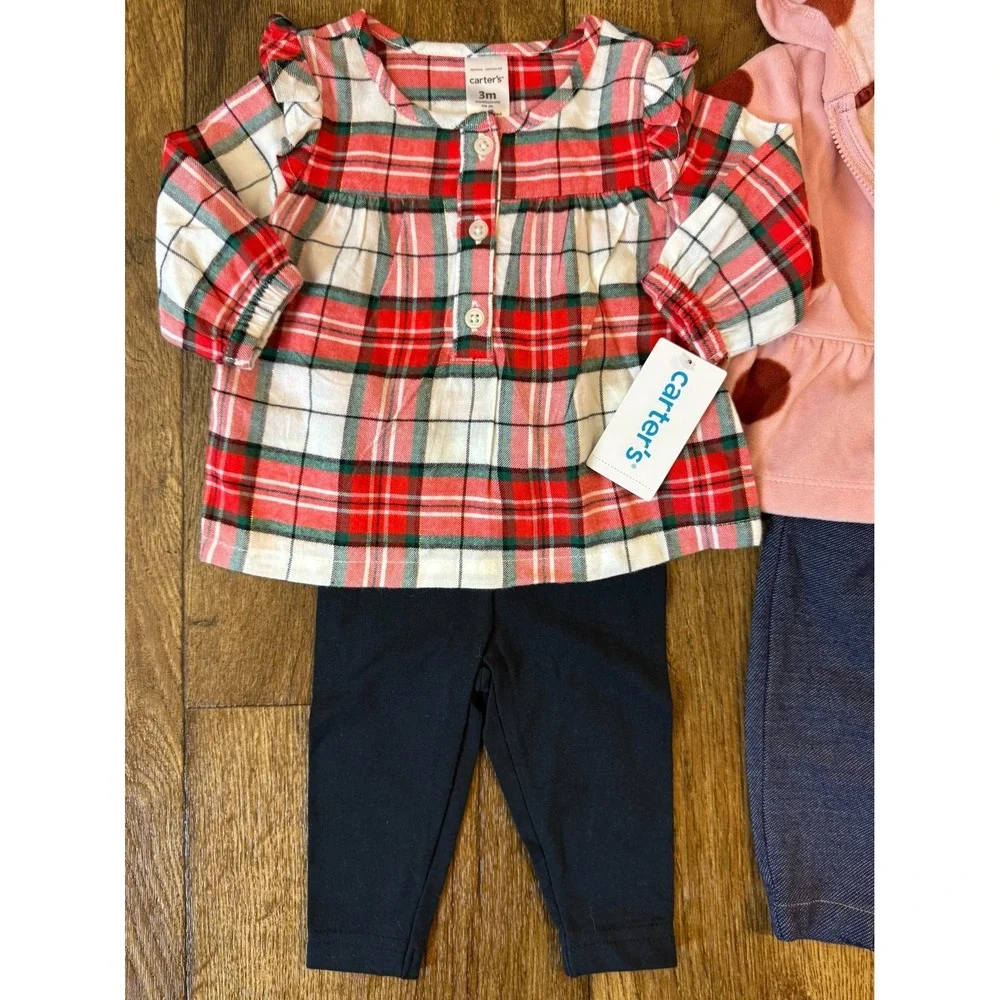 Carters Baby Girl Outfits 3 Months Leggings Jeans Long Sleeved Shirts Zip Jacket